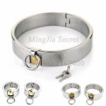 Hi-Q Stainless Steel Lockable Collar Neck Bondage Fetish Handcuffs Ankle Cuff Restraint Adult Games BDSM Sex Toys For Couples