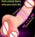 Realistic Penis Enlarger Sleeve with Pussy Realistic vagina Male Masturbator Woman Masturbator Real Dildo for Couples Gay Sex