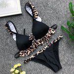 Padded Push Up Bikini Set Leopard Print Ruffles Swimsuit For Women Sexy Solid Bandeau Female Bathing Suit 2019 Summer Biquini