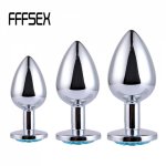 FFFSEX Size S M L Metal Crystal Anal Plug Stainless Steel Booty Beads Jewelled Anal Dildo sex Butt Plug Sex Toys for Woman
