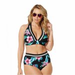 2019 Sexy Super large code swimwear printed bikini Women swimsuits high waist bandage swimsuit  bathing suit Split Body Swimsuit