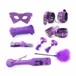 8 PCS Adult Sex Sets Leather Bunches Erotic Toys Handcuffs Shackles Mask Whip Collar Nipples Mouth Gag Bondage For Couple