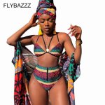 Africa Fashion Swimwear Sexy Print Halter Bikini Set High Waist Summer Bandeau Swimsuit Bathing Suit bikinis 2019 mujer 2Pcs Set