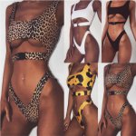 Sexy Leopard Bikini Set Cut Out Buckle 2 Piece Swimsuit Women Two Pieces Bathing Suit High Waist Swimwear Brazilian Biqini 2019
