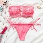 Bandeau thong bikinis 2019 mujer Micro strap swimsuit female Push up two-piece suit summer Sexy pink swimwear women bathing suit