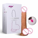 Realistic Vibrating Dildo G-spot Vibrator with Rotation Heating Recharge Waterproof Telescopic Penis with Suction Cup and Remote
