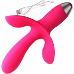 Soft Vibration 12-frequency usb Charging Waterproof  Trident Female Charging Vibrator Sex Toys for Woman G point Anal Massage 08