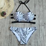New 2018 Thong Bikini Swimwear Sexy Zebra Black and White Stripes Print Push Up Swimsuit Swimming Suit for Women Bikinis