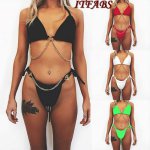 2019 None Sexy Thong Bikini Halter Triangle Swimwear Summer bathing suit Chain Swimsuit Female bathers Micro Two -Piece Biquini