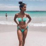 2019 Sexy Pleated Openwork Bikini Bathing Suit Women Beachwear Sets Off Shoulder Bandage Backless Swimsuit