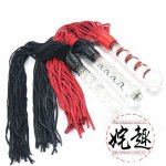 Crystal Dildo Real Leather Flogger Glass Penis Whip Sex Whip G-spot Anal Bead Leather Tools Restraints Bdsm Sex Adult Games