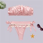 Sexy Fringe Pink Swimwear Women Bathing Suit Bandeau Bikinis 2019 Mujer Micro Swimsuit Female Push Up Two-piece Suit Summer