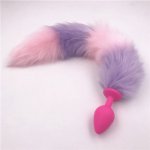 Fox, Anal Plug 3 Colors Silicone Butt Plugs Fox Tail Purple Pink Plush Tail Anus Flirting Stimulator Anal Sex Toys for Couples H8-94A