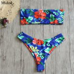 Midou floral print bikini push up tube top bikini 2019 women mujer swimwear biquini strapless bikini sexy thong swimming suit