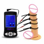 Player 1 Set 4pcs Black Penis Rings Cock Glans Rings Cable Electric Electro Shock Size Adjustable Medical Themed Toy I9-1-171