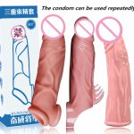 Silicone penis delayed reusable condom condoms male delayed ejaculation cock extended dildo enlarged condom adult sex toy men
