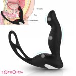Strapon Anus Vibrator Butt Adult Sex Toys for Men 9 Speed Finger Prostate Anal Dildo Vibrator With Penis Scotum Ring Masturbator