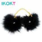 Ikoky, IKOKY Handcuffs Adult Games Slave Restraints Role-playing SM Bondage Sex Toys for Couple Sex Shop New Feathers Metal Handcuffs