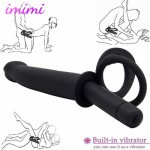 Double Penetration Vibrator Penis Strap On G Spot Anal Butt Plug for Man Prostate Massager Opening Anus Vibrator Ring Sex Toys