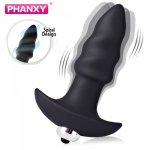 PHANXY Vibrator Male Anal Plug Medical Soft Silicone Anal Cork With Vibration 7 Speed Butt Plug Adult Sex Toys For Women Couples