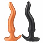 Silicone Anal Plug Bending Long Butt Plug Prostate Massasge Gold Anal Dildo Tail Butt Plugs Adult Sex Toys For Women Men