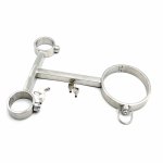 T Style Stainless Steel Bondage Kit Handcuffs For Sex Collar Bdsm Slave Harness Spreader Bar Erotic Sex Game For Couples