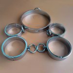 3pcs /set metal hand ankle cuffs neck collar bdsm bondage kit porn products for adults handcuffs steel collars sex tools toys