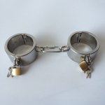 New type locking stainless steel handcuffs bdsm fetish wrist bondage restraints sex toys slave hand cuffs torture device