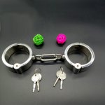 HOT SALE Metal Sex Toys Stainless Steel Handcuffs for sex and hand cuffs sex toys Locked fetish bdsm bondage kit erotic toy