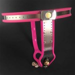 pink Stainless steel and silicone lining female chastity belt BDSM bondage fetish adult sex toys for woman chastity device