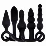 Sex Shop 5 Size Black Pocket Anal Plug Pull Beads Plug Anal Masturbation Massage Stimulation Ass plug Sex Game Toys For Couple.