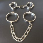 Stainless Steel Bondage Cuffs Leg Irons Handcuffs Ankle Cuffs Sex Toys For Couples BDSM Torture Adult Games Slave Restraints