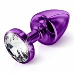 Zdobiony plug analny - Diogol Anni Butt Plug Round Purple 35 mm Okrągły Fioletowy