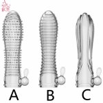 3 Types Condoms Granule Thread Wavy Line Delay Enlargement Penis Sleeve Egg Vibrator Reusable Condom Adult Sex Toys for Men