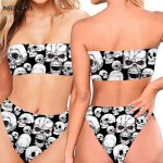 Ins, INSTANTARTS 3D Punk Skull Print Woman Push Up Bikini Set Strapless Bandeau Swimming Suits Summer Female Sexy Bathing Beachwear