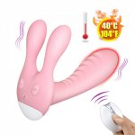 Heating 3 Motors Wearable G spot Dildo Vibrator Sex Toys for Women, Vibrating Panties Rabbit Clitoris Stimulator Wireless Remote