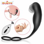 GUIMI Prostate Massager Vibrator with Rings Vibrating Anal Plug Gay Sex Toys For Men Masturbator Remote Control Butt Plugs Adult