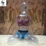 BED KUNGFU Transparent Sex Doll For Men PVC Sitting Posture Lifelike Plastic Sex Dolls Inflatable Adult Doll Vagina Silicone Toy
