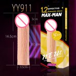 Yeain, YEAIN Man Penis Sleeve Reusable Condom Realistic Dildo Penis Enlargement Extender Cock Ring Dick Cover Sex shop
