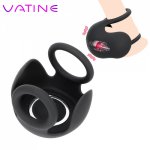 VATINE Penis Ring 10 Speed Delay Ejaculation Double Cock Ring Testicle Bondage Vibrators Scrotal Binding Ring