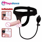 Inflatable Dildo Strapon Harness Kits For Lesbian Fake Penis Pump Up To 60mm Width Big Cock For Women Adult Games  Sex Toy