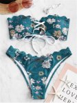 New Sexy Bandeau Bikini Set Women Floral Print Swimwear Push Up Swimsuit Pad Bathing Suit Beachwear
