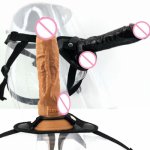 Strap On Pants with Realistic Anal Plug Bondage Big Dildo Solid Realistic Penis Huge Dongs Female Male Masturbation Toys C3-2-41