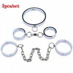 Metal Bondage 3pcs/Set BDSM Collar Handcuffs Ankle Cuffs Slave Restraints Fetish Adult Games Sex Toys For Couples Erotic tools