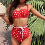 2019 High Waist Swimsuit Female Polka Dot Swimwear Push Up Sexy Bikini Women Belt Bathing Suit Summer Beach Wear Bathers