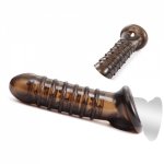 Screw Thread Penis Sleeve For Male Reusable Condoms Dildo Penis Sleeve For Enlargement Extend Cock Cover Condoms Intimate Goods