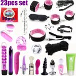 23pcs set Sex Toys For Couples Bondage Vibrators Set Nylon Restraint BDSM Slave  Vibrator Plug Flirt Games Erotic Toys for Women