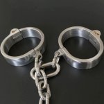 Stainless steel handcuffs with ankle cuffs bondage restraints bdsm fetish hand cuffs leg irons shackles sex torture tools toys