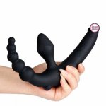 Double Penetration strapon dildo vibrator for couples Butt Plug Sex Toys For Adults Woman Vibrating Faloimitator Anal Beads