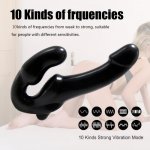 10 Speed Strapless Strap-on Dildo Vibrator Strapon for Lesiban Wireless Remote Control Double-heads Vibrator Adult Sex Toys